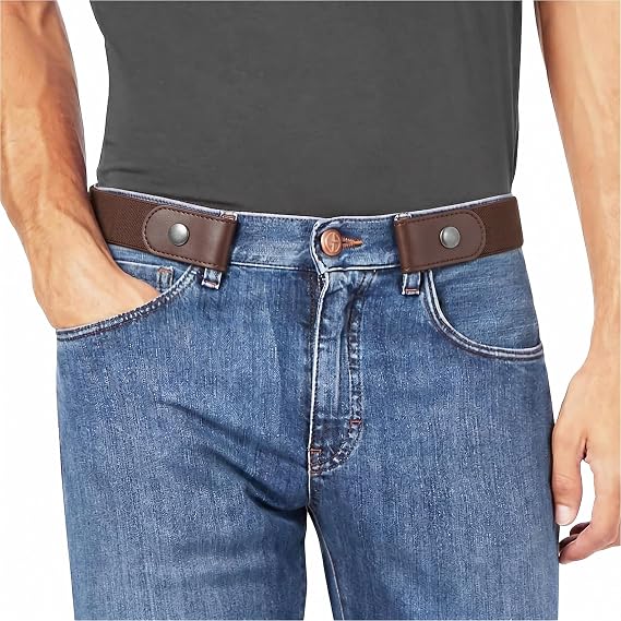 WHIPPY No Buckle Stretch No Show Belt for Men 1.38 inches Wide, Buckless Invisible Elastic Belt for Jeans Pants