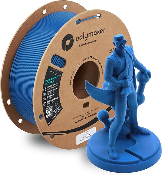Polymaker HT-PLA Heat Resistant Filament for 3D Printers, 0.07 inch 1.75 mm Diameter, 2.2 lbs 1 kg Roll, Polymaker HT-PLA Blue