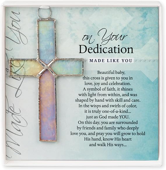 The Grandparent Gift Co. Handmade USA Glass Cross - Perfect Baby Dedication Gift/Keepsake (Stained Glass Clear)