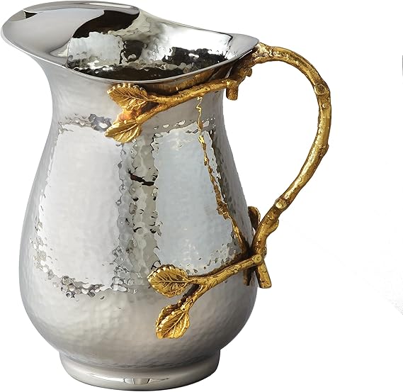 Elegance Golden Vine Stainless Steel Pitcher, Silver/Gold