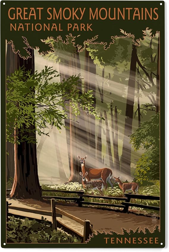 Lantern Press 10x15 Inch Wood Sign, Ready to Hang Wall Decor, Great Smoky Mountains, Tennessee, Pathway in Trees