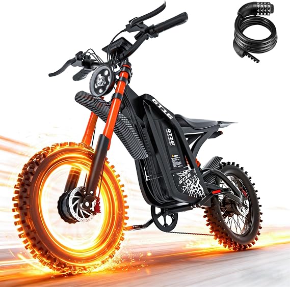 ASKGO Electric Dirt Bike, 5500W Peak Motor, 40MPH Electric Motorcycle, 100-Mile, 60V/30AH Battery Ebike, 5 PAS Speeds, Hydraulic Brakes, Full Suspension 16" Off Road Tire E Dirt Bike for Teens Adults
