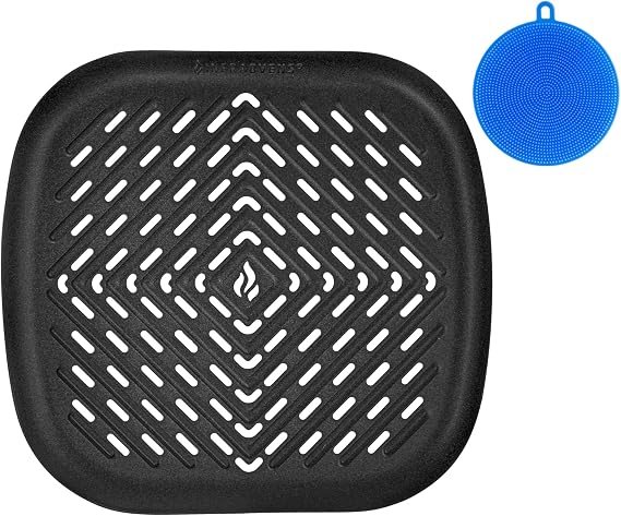 Air Fryer Grill Pan Accessories Compatible with Dash, Emeril Lagasse, Nuwave, Philips + More, NonStick Air Fryer Pan, Cooking and Grilling Tray Accessory for Basket, Air Fryer Replacement Parts