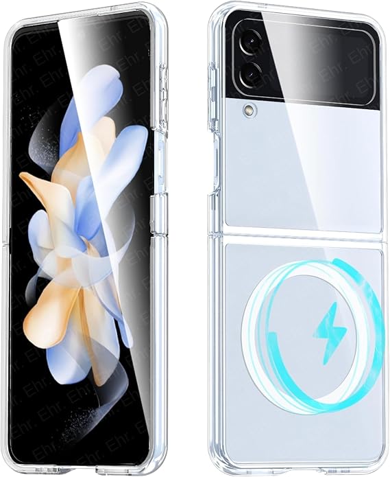 Ehr. Samsung Galaxy Z Flip 3 Compatible Camera Protected Rigid Yellowless Crystal Clear Case with Magsafe Wireless Charging Feature (Transparent, Samsung Galaxy Z Flip 3)