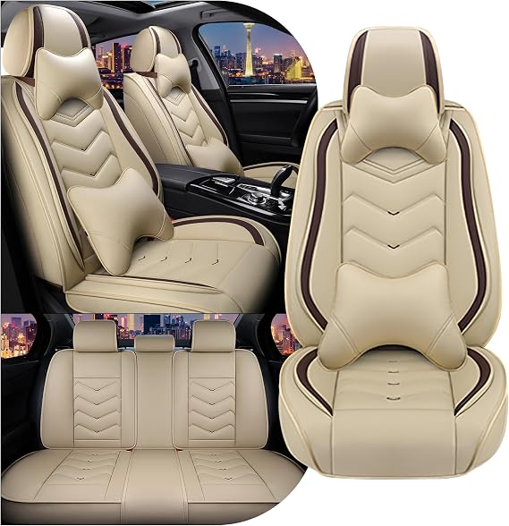 CTDS Car Seat Covers for Infiniti QX80 2014-2026, Stylish Sport Seat Cover, Premium Nappa Leather Car Seat Cover. Automobile Seat Covers Sets.(Luxury 5 Seats/Beige)