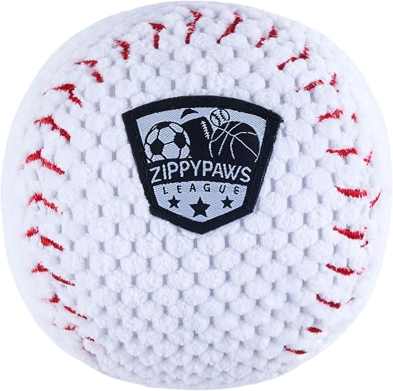 ZippyPaws SportsBallz Dog Squeaky Toys to Keep Them Busy - Baseball