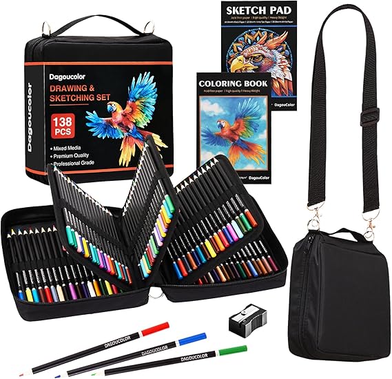 Drawing Pencils in Shoulder Bag - 138 Pack Set
