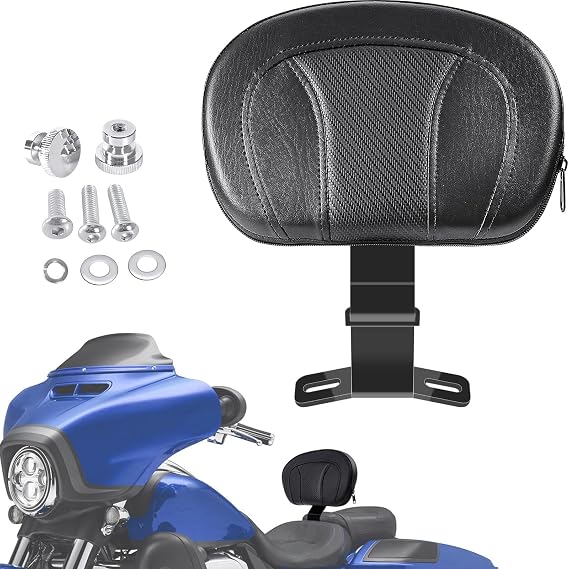 Adjustable Rider Backrest for Touring 2009-later, Motorcycle Front Driver Back Rest Pad Kit for Harley Davidson CVO Street/Road/Electra Glide Road King Ultra Limited FLHR FLTRX FLHX FLHT Accessories
