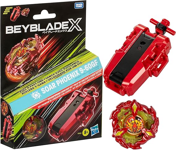 Beyblade X Soar Phoenix 9-60GF Deluxe String Launcher Set with Attack Type Right-Spinning Top Toy; Great Gift for 8 Year Old Boys and Girls
