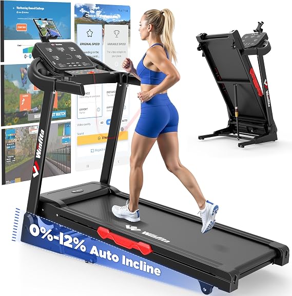 3.5HP Folding Treadmills for Home with Incline Optional, 300 lbs Capacity, 8.0MPH Speed, 17'' Wide Belt, App Connection, 64 Programs, BMI Detector for Home Use