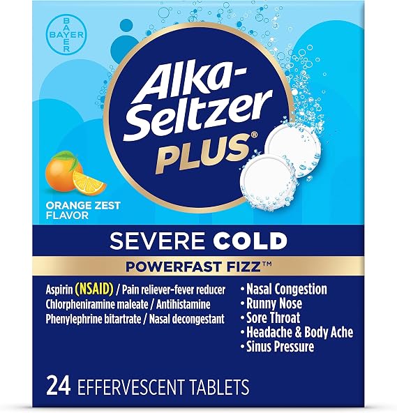 Alka-seltzer Plus Severe Cold PowerFast Fizz Orange Zest Effervescent Tablets, 24ct, Packaging May Vary