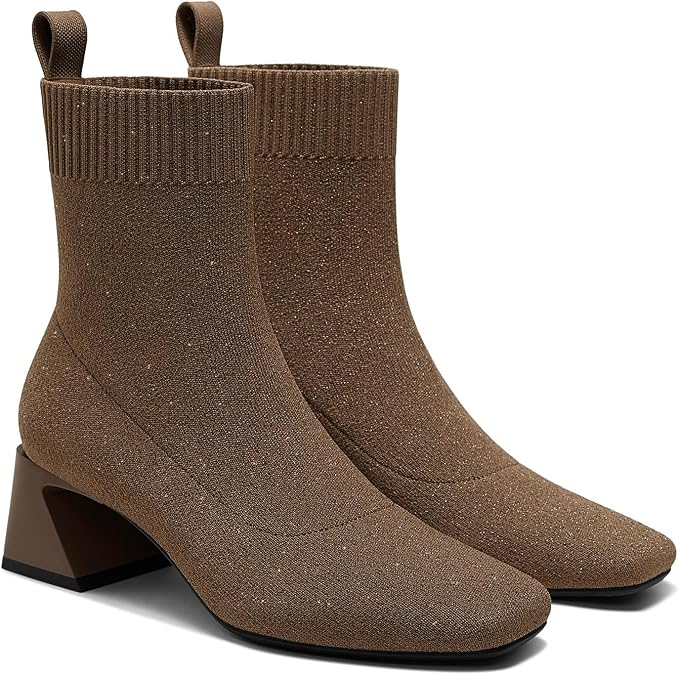 VIVAIA Regina Pro Booties for Women, Comfort Block Heel Ankle Boots, Square Toe Slip-on Water Repellent Anti Slip for Fall/Winter Dress Daily Outfit