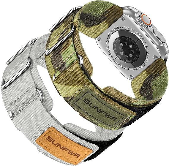 SUNFWR Compatible with Apple Watch Band 49mm 46mm 45mm 44mm 42mm, Rugged Velcro Straps for iWatch Ultra Series 10/9/8/7/6/5/4/3/2/1/SE, Tough Apple Watch Replacement Bands for Men Women