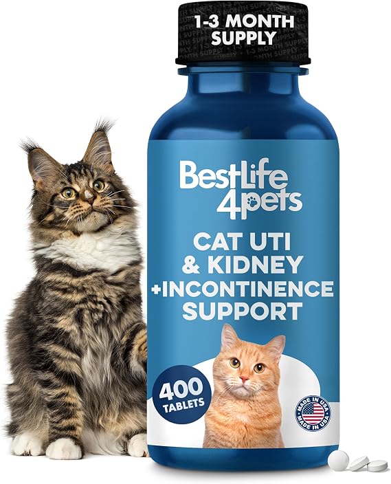 Cat UTI Remedy & Kidney Support for Cats, Natural Urinary Tract Infection and Cat Bladder Crystals Treatment Helps Flush Out Kidney Stones, Clears Infection, Improves Kidneys Health, 400 Tiny Pills