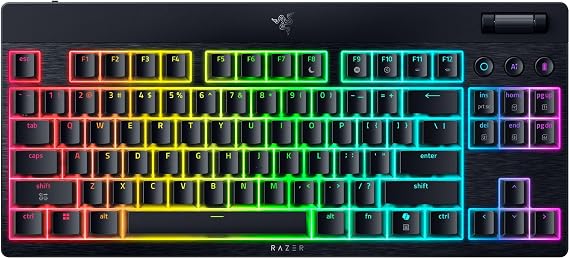 Razer BlackWidow V4 Tenkeyless HyperSpeed Low Profile ​​- Kablosuz Sıcak Değiştirilebilir Oyun Klavyesi - HyperSpeed & Bluetooth - Yeşil Anahtarlar | QWERTY ABD Düzeni