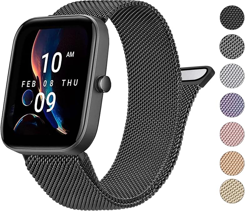 Wanme Metal Bands for Amazfit GTS 4 / GTS 4 Mini / GTS 3 / GTS 2 / GTS 2e / GTS 2 mini, 20mm Quick Release Stainless Steel Replacement Watch Strap for Amazfit Active 2 / GTR Mini / GTR 42mm / Bip 3 Pro/Bip 3/Bip U Pro/Bip/Bip Lite/Bip S/Bip S lite/Bip U