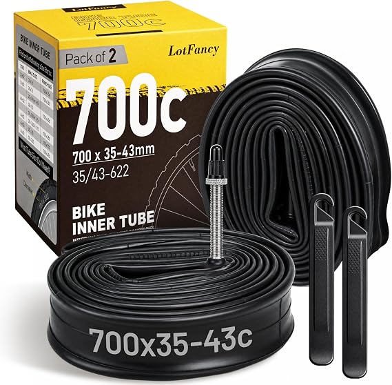 LotFancy 700C Bike Tubes, 2Pcs 700x35/43c Road Bike Tube (35/43-622),700x35C 700x38C 700x40C 700x42C 700x43C Bicycle Tire Tubes, 40-622 28" x 1-5/8 x 1 1/2 Tube