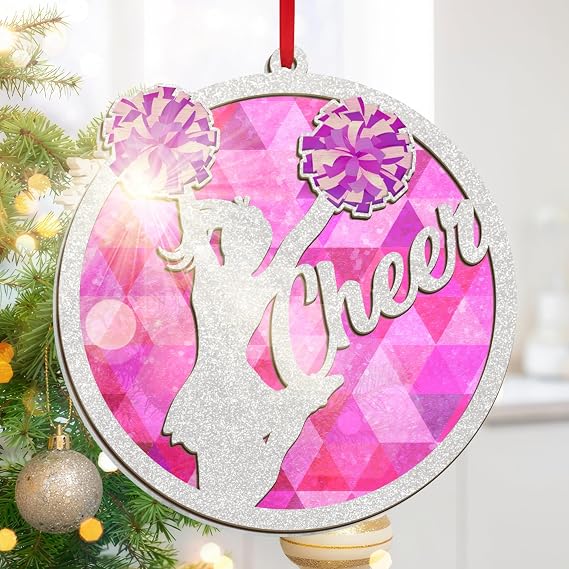 FLAGWIX Cheerleader Gifts for Women - Suncatcher Christmas Ornaments 2026 | Cheerleading Christmas Tree Decorations, Wooden Ornament Gifts for Girls Teen Girls Daughter Granddaughter Friend