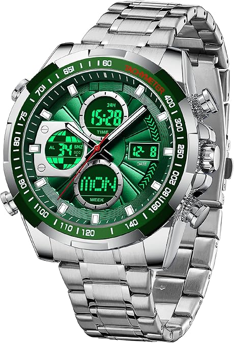 Luxury Stainless Steel Watches for Men Gold Digital Analog Mens Watch
