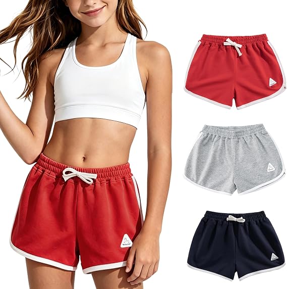 Rolanko Girls' Active Dolphin Shorts for Girls 3 Packs Kids Bike Running Summer Beach Athletic Sports 4-14 Years
