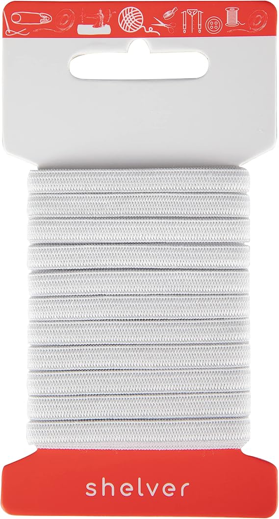Elastic for Sewing in Widths 7, 10, 15, 20, 25, 40, 50 mm (White, 7mm x 5m)