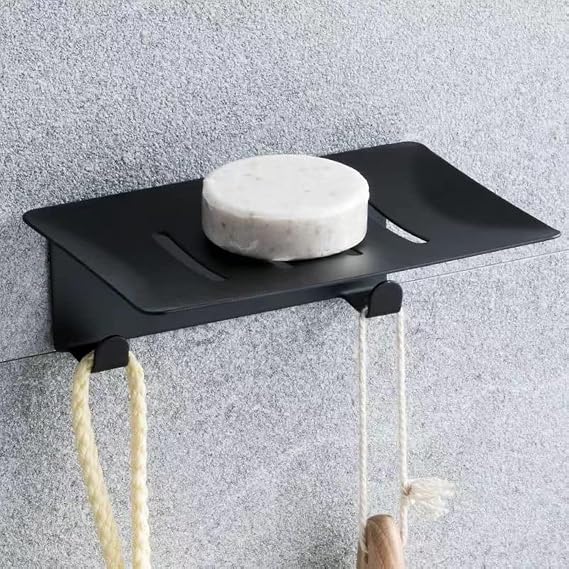 2-Pack Stainless Steel Wall Mount Soap Dish with Self-Adhesive&Drain,Black