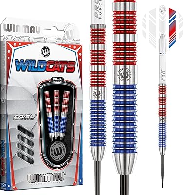 WINMAU Wildcats 90% Tungsten Darts Set with Flights and Stems Shafts - Prism Technology - Match Weighed