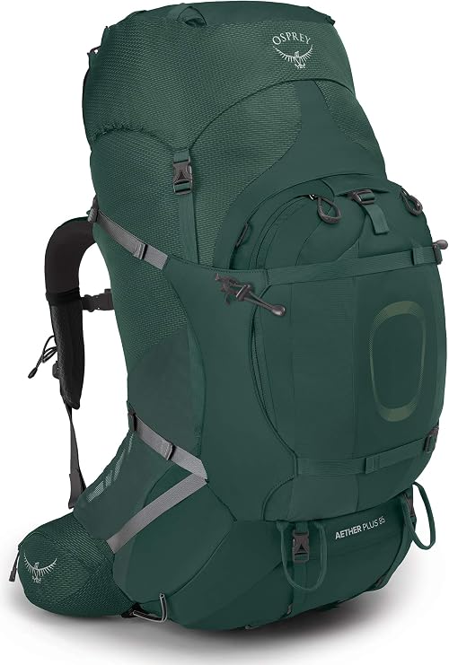 Osprey Aether Plus 85L Men's Backpacking Backpack, Green S-M