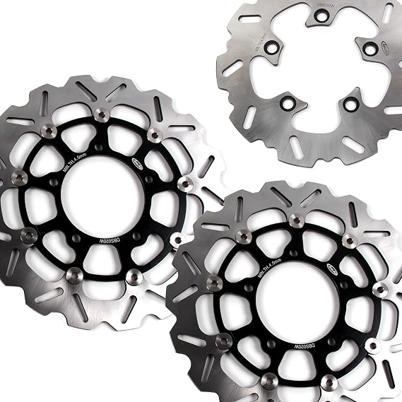 Floating Front and Rear Brake Discs Rotors Compatible with Suzuki GSXR 600 750 2006-2007, GSXR 1000 2005-2008, Black