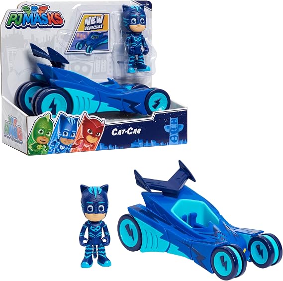PJ Masks Catboy & Cat-Car Toy, 2-Piece Articulated Blue Action Figure and Vehicle Set for Fans, Boys, Kids, Ages 3 and Up by Just Play