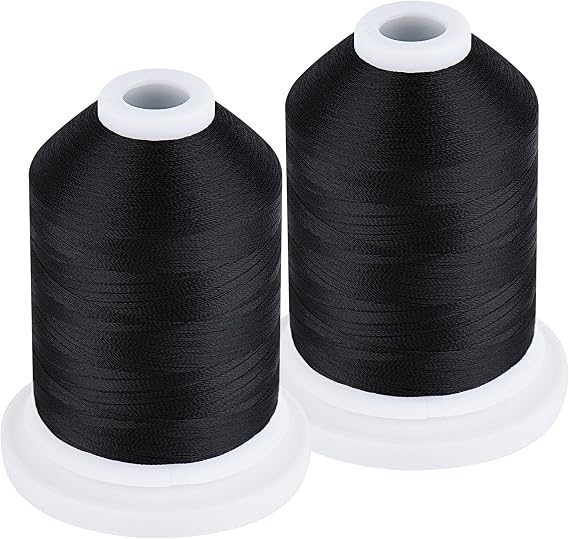 60WT Filament Polyester Embroidery Bobbin Thread for Quilting 1500M Black - 2 Pack