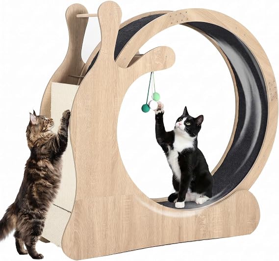 40" Cat Exercise Wheel, Cat Wheel for Indoor Pets, Running Wheels with Scratching Board and Playing Balls, Quiet Cats Sport Toys for Running Walking Training