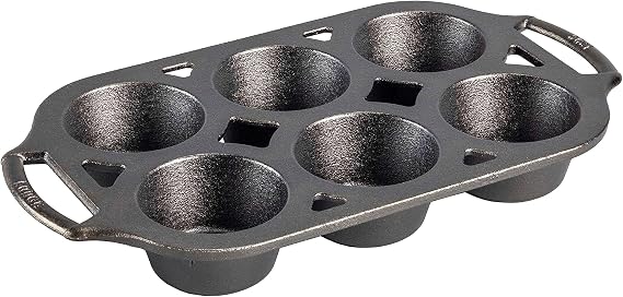 Lodge Pre-Seasoned Cast Iron 6 Wells Muffin Baking Pan, PFAS-Free