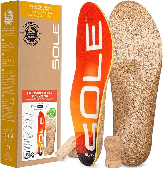 SOLE Performance Medium + Met Pads Insoles - Custom Fit, Mens 11/Womens 13
