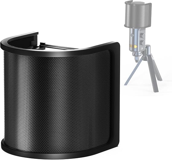 IXTECH Microphone Pop Filter, Mic Pop Screen with Metal Mesh and Foam Filter, Handheld Mic Windscreen Cover Pop Shield, Noise Shield Microphone Accessories for Podcasts Recording Vlogging Streaming.