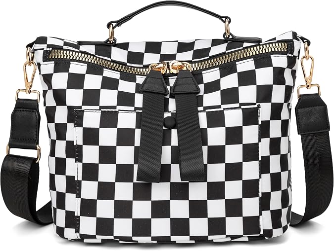 Nylon Crossbody Bag for Women Large Work Tote Bag Lightweight Waterproof Ladies Handbag with Strap