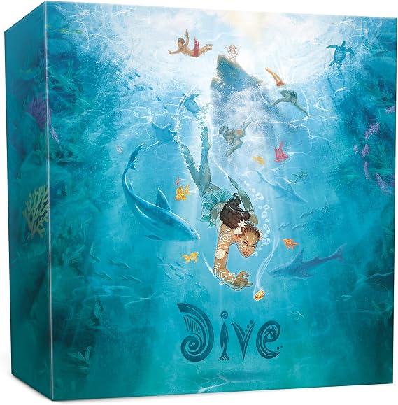Sit Down! Dive Board Game - Unique Transparent Ocean Cards, Push Your Luck, Catch a Ride on a Sea Turtle or Dolphin - First to 23 Points Wins, 1-4 players, 20-30 mins, Ages 8+
