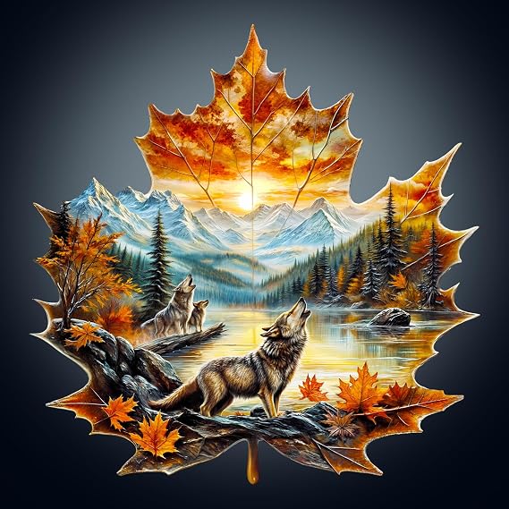 WOODBESTS Wooden Puzzles for Adults(190 Pieces-11.4 * 11.2in) Wolf King Autumn Wood Puzzles Adult-Unique Shape Wooden Jigsaw Puzzles with Wooden Storage Box-Personalized Gifts for Puzzle Lovers