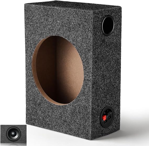 VALICLUD 8 Inch Sealed Subwoofer Enclosure Box, Carpeted Car Audio Speaker Cabinet for DIY Bass Upgrade, Single Cab Truck and Compact Vehicle Use