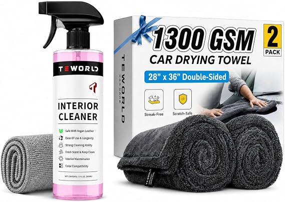 Tesla Interior Cleaner & 2 Pack Car Drying Towel Bundle