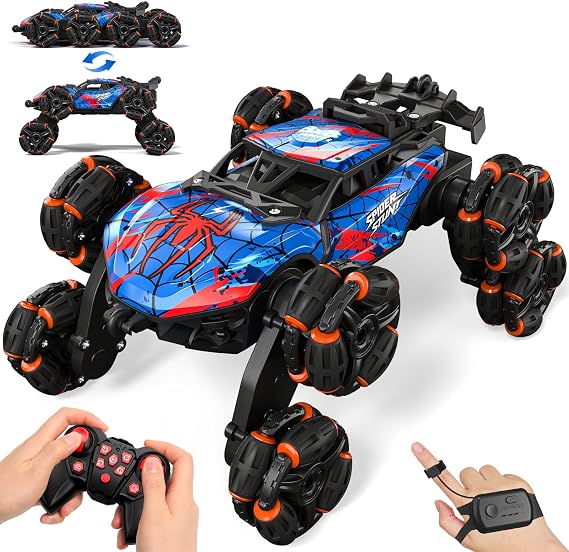 Sunrad 8WD Gesture Sensing RC Stunt Car with Spray & Light & Music for Kids Age 6-8-13, Spider Hand Remote Control Car 2.4Ghz Double-Sided Climbing Drift RC Car Toys Birthday Gift for Boys