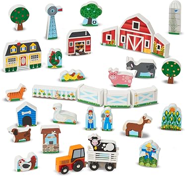 Melissa & Doug Wooden Farm and Tractor Play Set (33 Pcs)