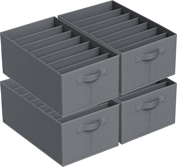 Niviy Clothes Drawer Organiser 7 Cells, 2 Pack, Large Wardrobe Storage