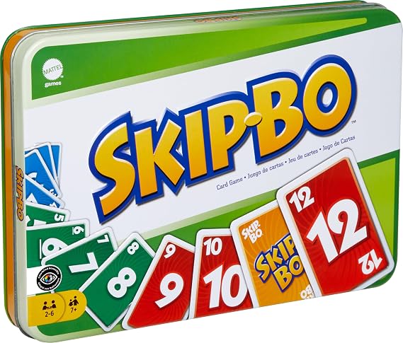 Mattel Games Skip-Bo Card Game in Storage Tin, for 2-6 Players