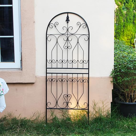 Trellis for Climbing Plants 59" H x 22" W Metal Unique Design Decorative Garden Structure Weather-Resistant Trellises Outdoor Decor Flowers Roses Vine Ivy Clematis 1 Pack