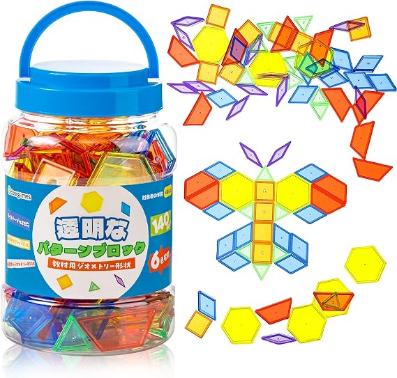 140 Pieces Translucent Pattern Blocks - Translucent Pattern Blocks - Educational Light Table Manipulators and Accessories - Fun and Attractive Geometric Shapes