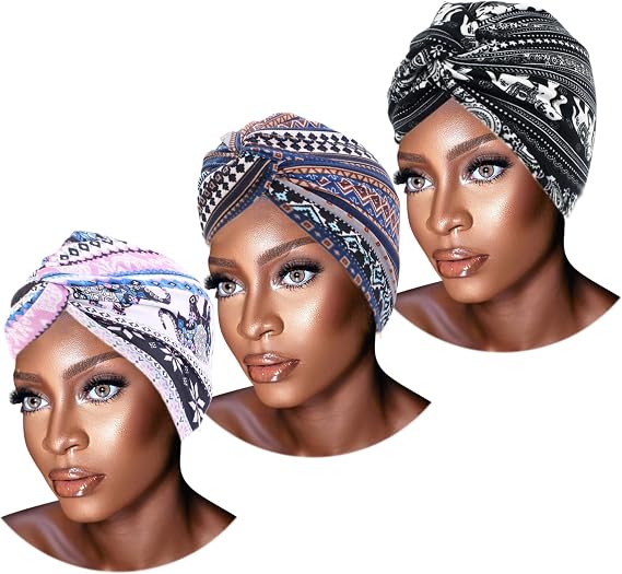 Novarena African Turban for Women Knot Pre-Tied Bonnet Beanie Cap Headwrap