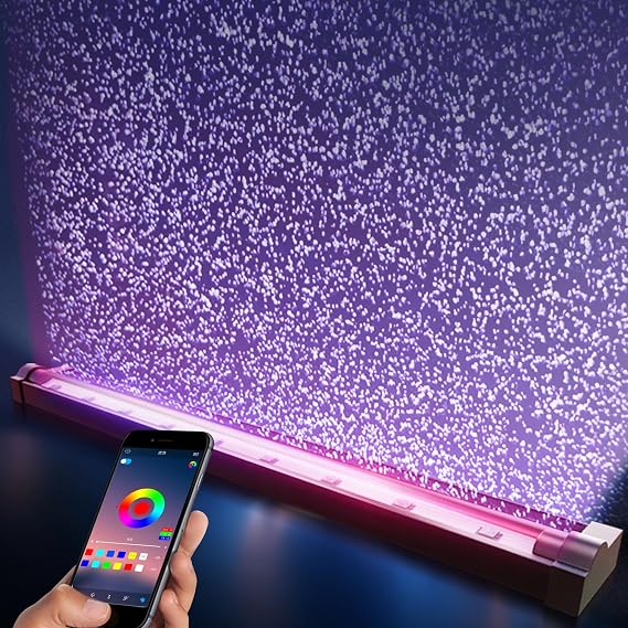 Smart LED App-Controlled Aquarium Light with 16 Million Colors, 12 Dynamic Effects, Aquarium Light with Nano Air Bubble for Aquarium Decoration, Accessories