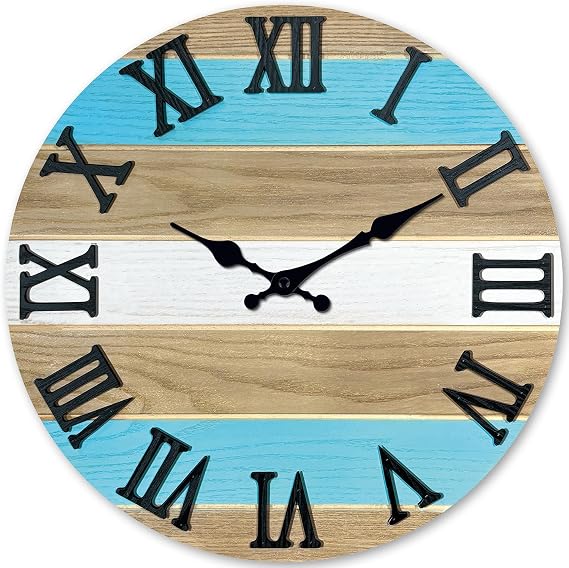 Solid Wood Wall Clocks Battery Operated 12 Inch