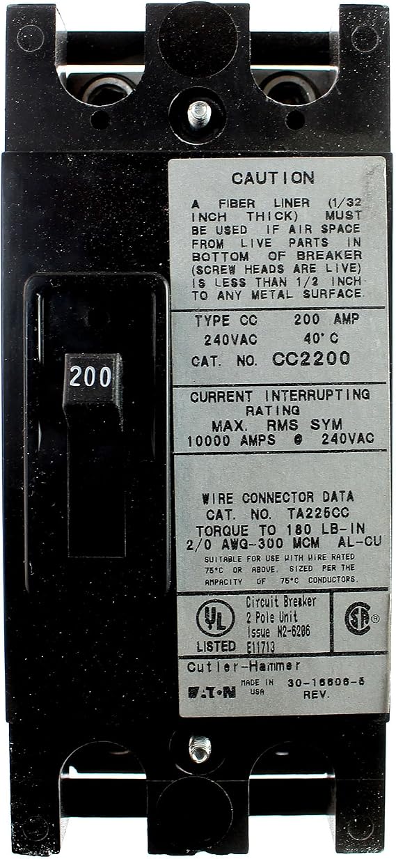 Cutler-Hammer Circuit Breaker Main CC 2P200A CCV2200